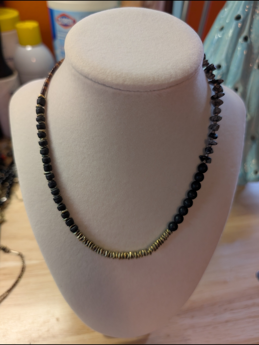 Handmade Black and Gold Beaded Necklace